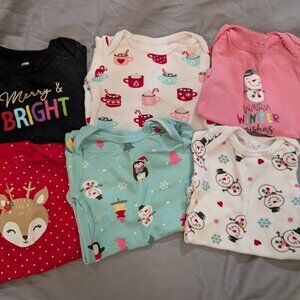 Winter/Christmas Onesies/Bodysuits - Baby Girl 6 Months (Set of 6)